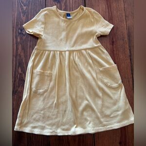 Old Navy Yellow Ribbed Short-Sleeve Pocket Dress